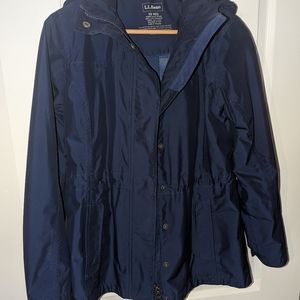 LL bean navy blue rain jacket